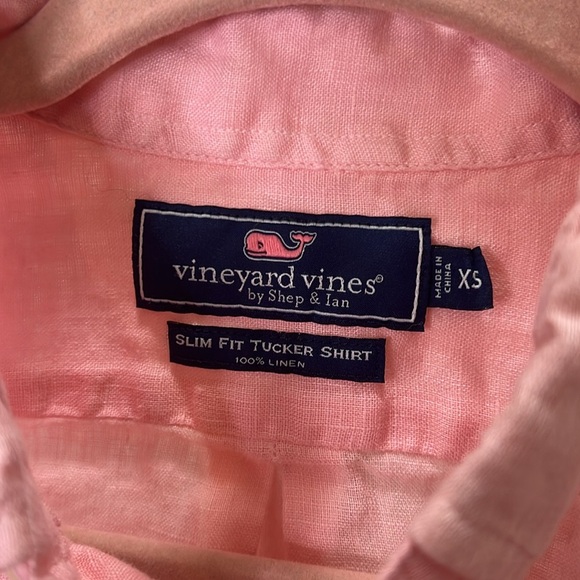 Vineyard Vines long sleeve button down Linen shirt Pink XS - Picture 3 of 6
